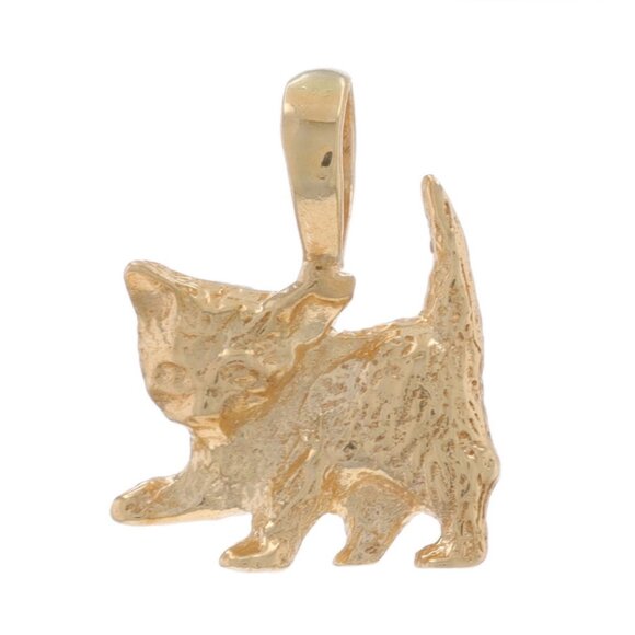 Yellow Gold Kitten Pendant - 14k Cat Lover